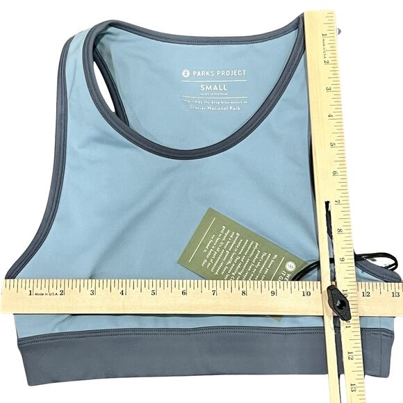 Parks Project Glacier Trail Blue Gray Crop Top Racerback Sports Bra S NEW Tags - Picture 6 of 6